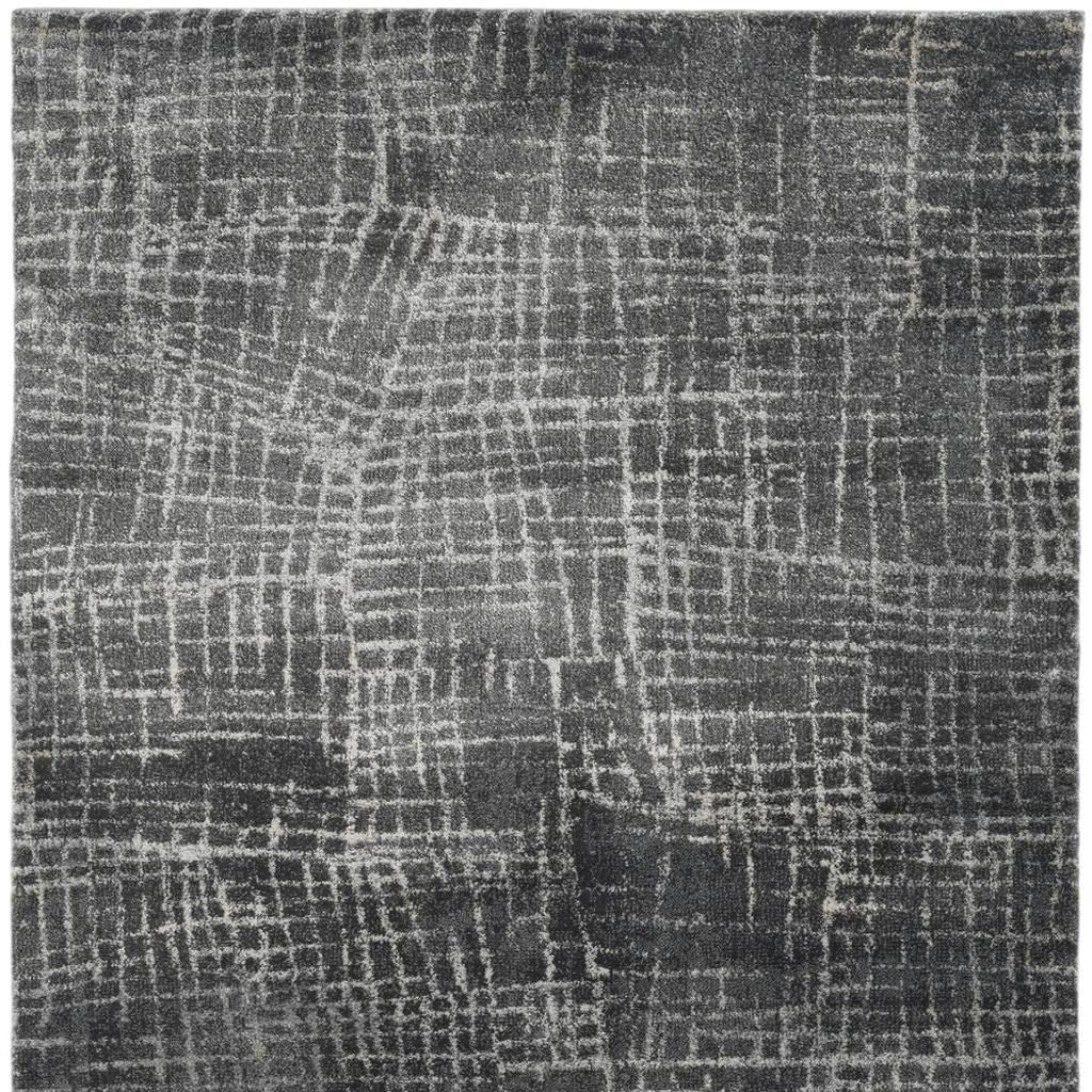 9' X 13' Gray And Dark Gray Abstract Distressed Area Rug