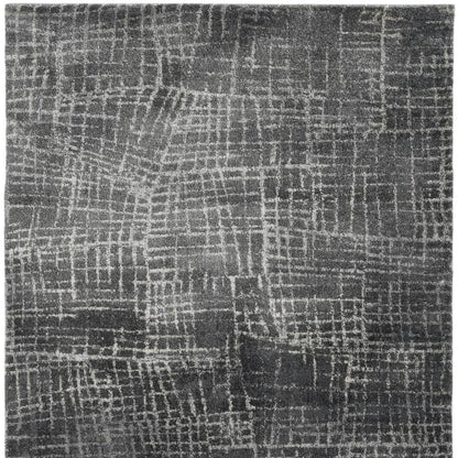 9' X 13' Gray And Dark Gray Abstract Distressed Area Rug
