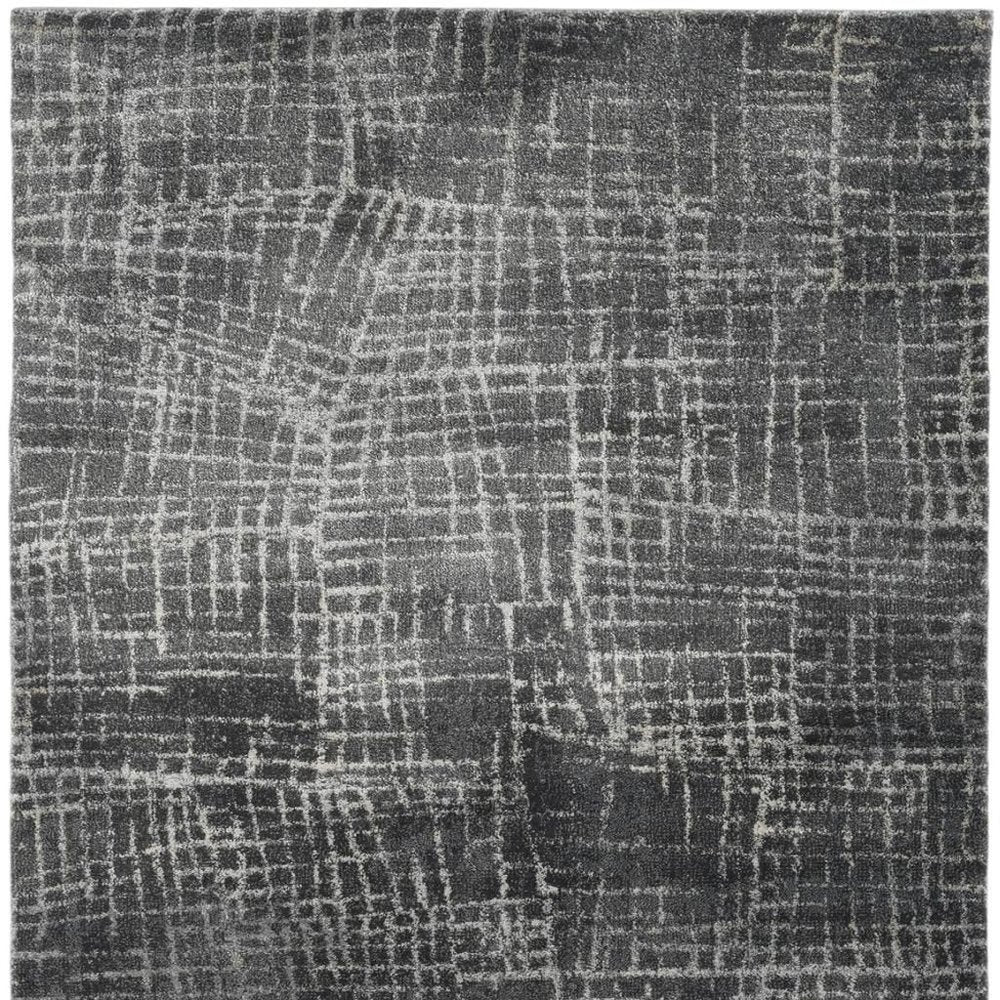 9' X 13' Gray And Dark Gray Abstract Distressed Area Rug