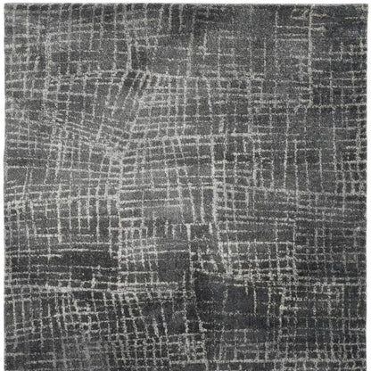 9' X 13' Gray And Dark Gray Abstract Distressed Area Rug