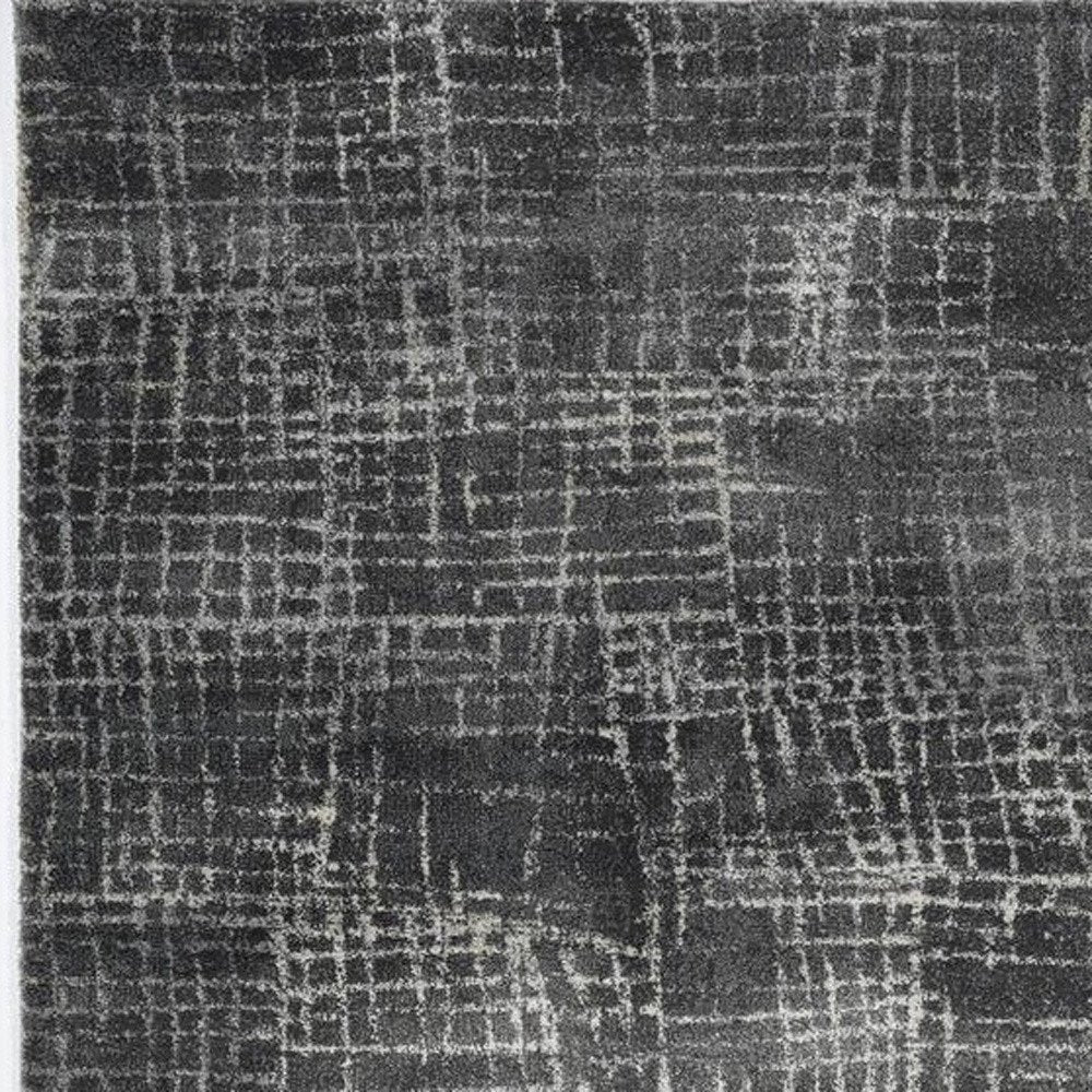9' X 13' Gray And Dark Gray Abstract Distressed Area Rug