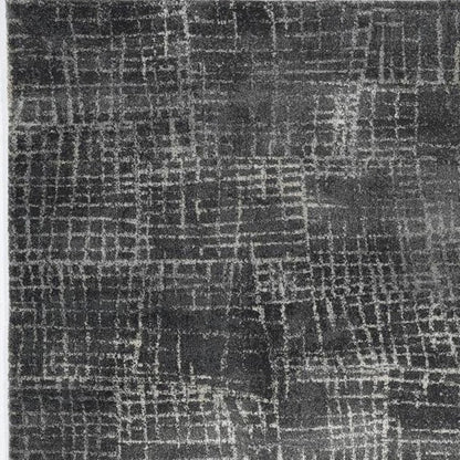 9' X 13' Gray And Dark Gray Abstract Distressed Area Rug