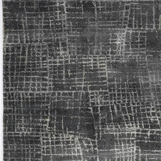 9' X 13' Gray And Dark Gray Abstract Distressed Area Rug