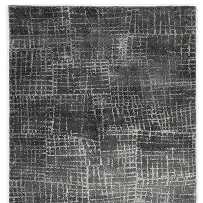 9' X 13' Gray And Dark Gray Abstract Distressed Area Rug