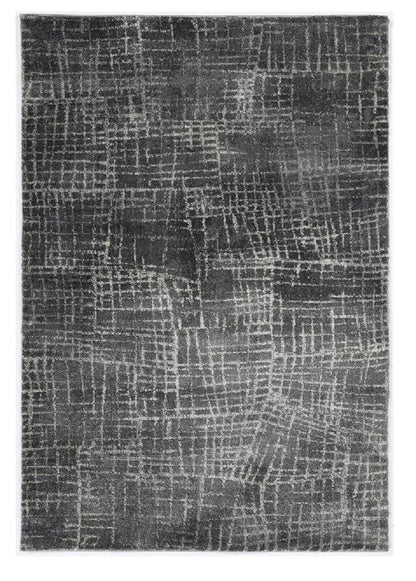 9' X 13' Gray And Dark Gray Abstract Distressed Area Rug