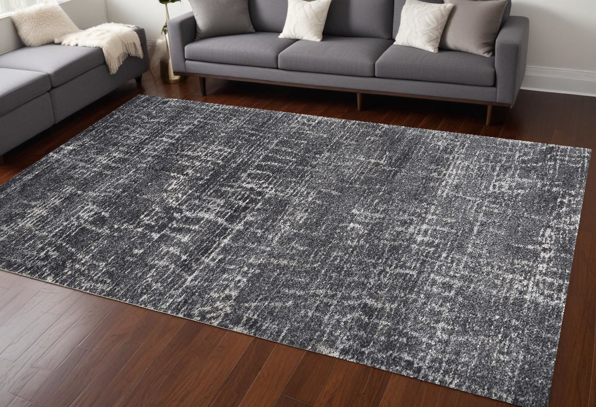 8' X 10' Grey Machine Woven Abstract Scratch Indoor Area Rug