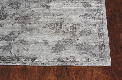 3' X 5' Beige And Blue Floral Medallion Hand Loomed Distressed Area Rug