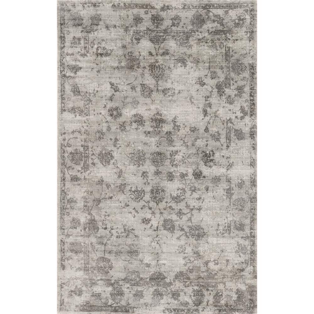 3' X 5' Gray Floral Vines Hand Loomed Distressed Area Rug