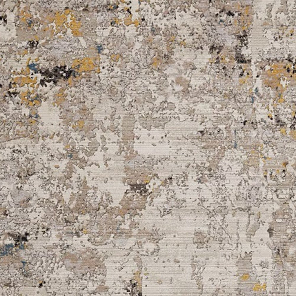5' X 7' Beige Tan And Gold Abstract Hand Loomed Distressed Area Rug