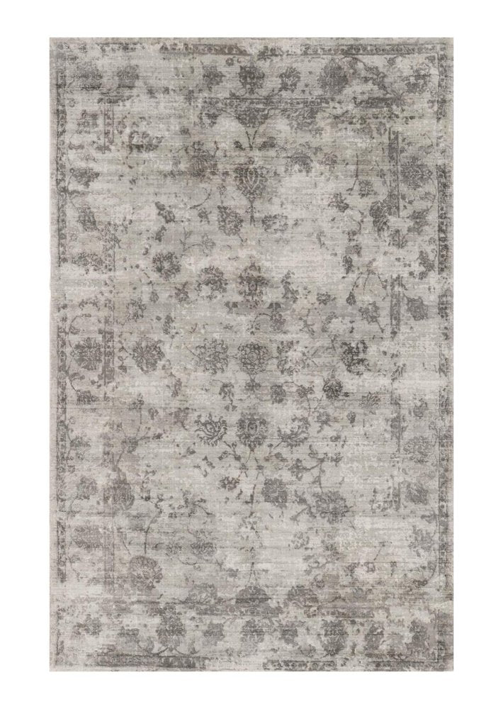 3' X 5' Beige And Blue Floral Medallion Hand Loomed Distressed Area Rug