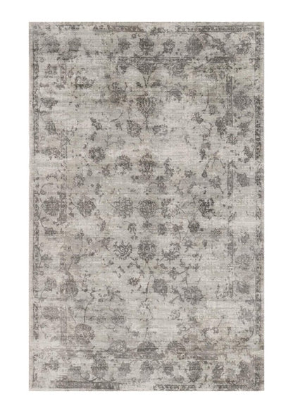 3' X 5' Beige And Blue Floral Medallion Hand Loomed Distressed Area Rug