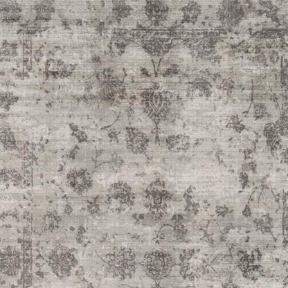 3' X 5' Beige And Blue Floral Medallion Hand Loomed Distressed Area Rug