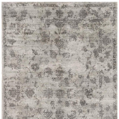 3' X 5' Beige And Blue Floral Medallion Hand Loomed Distressed Area Rug