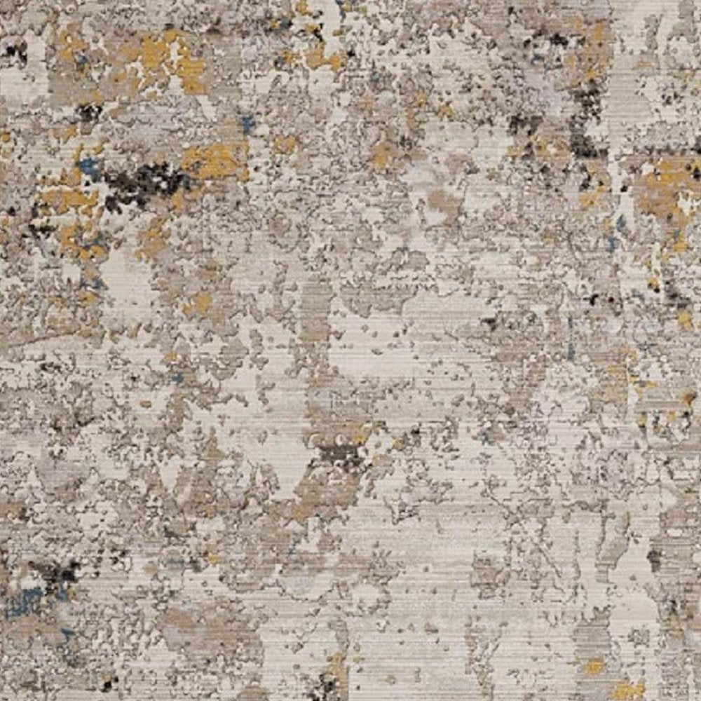 5' X 7' Beige Tan And Gold Abstract Hand Loomed Distressed Area Rug