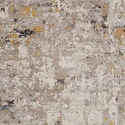 5' X 7' Beige Tan And Gold Abstract Hand Loomed Distressed Area Rug