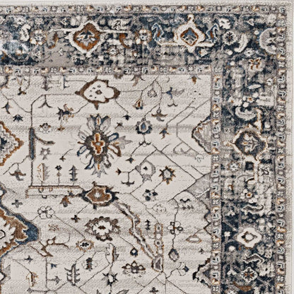8' X 11' Ivory Gray And Brown Floral Area Rug