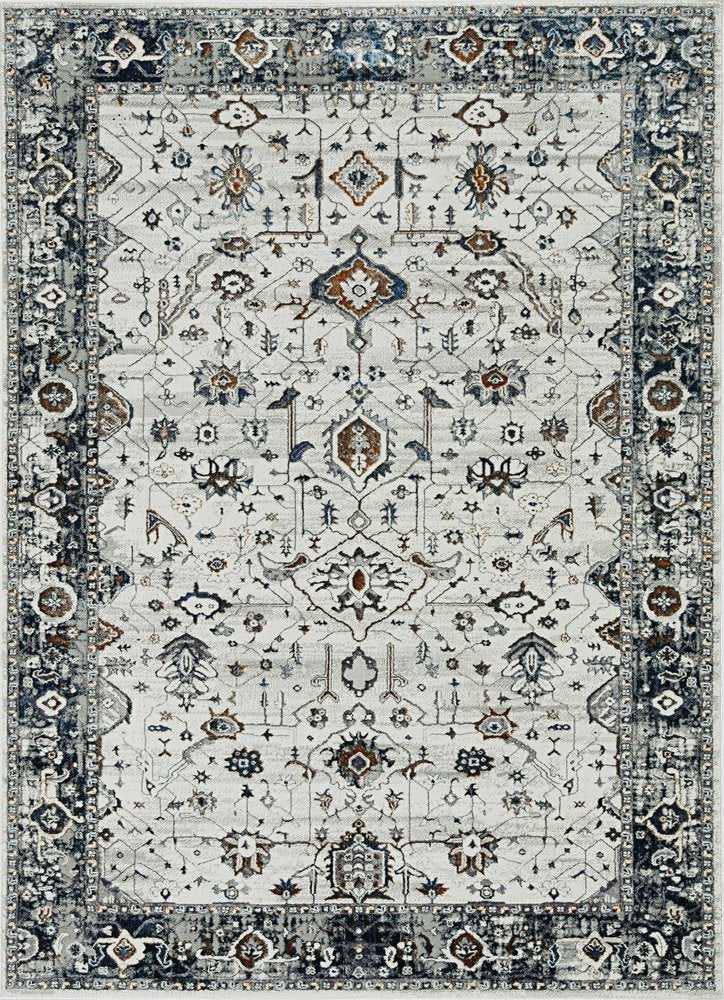 8' X 11' Ivory Gray And Brown Floral Area Rug