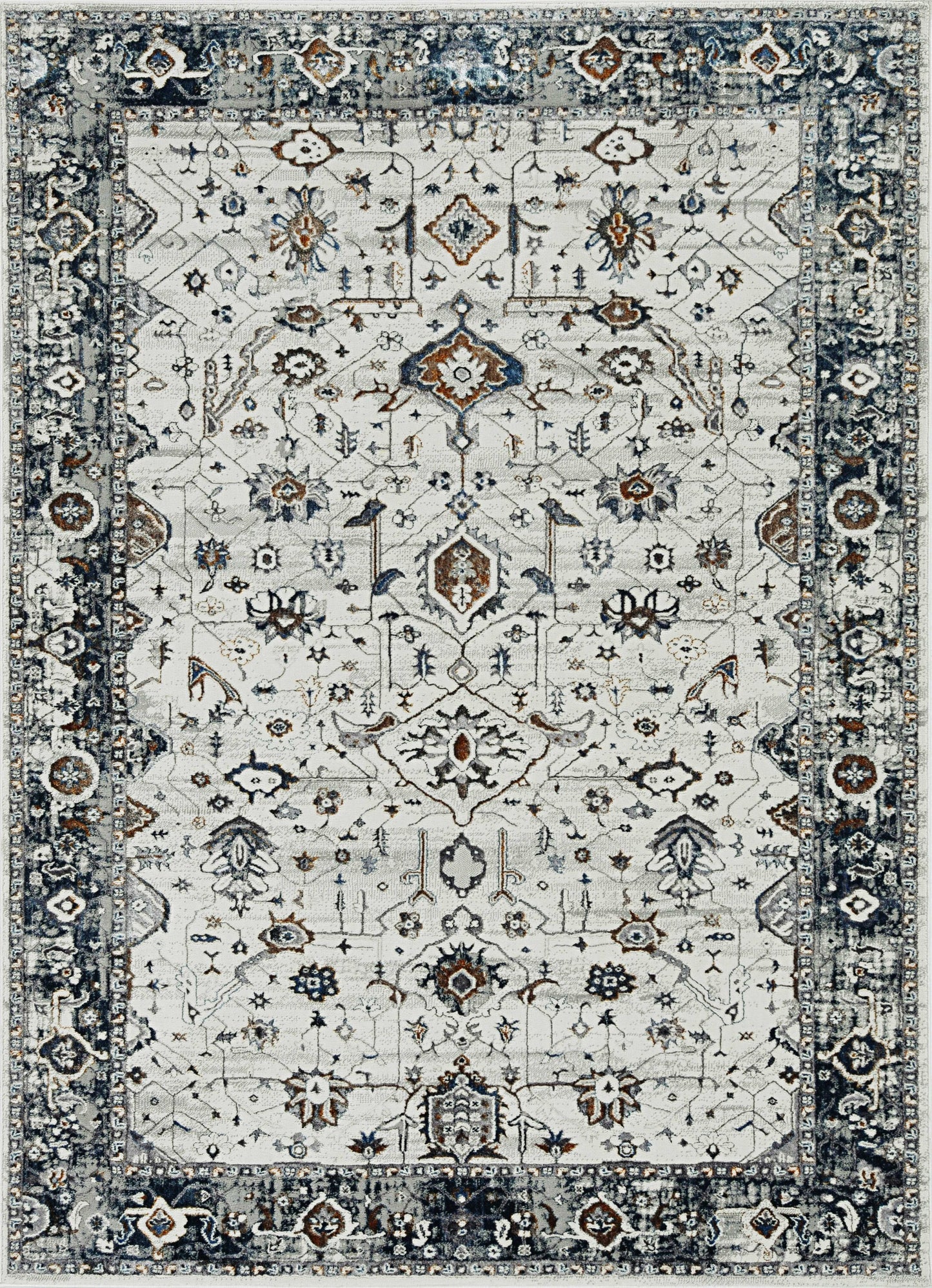 3' X 5' Gray and Ivory Floral Distressed Area Rug