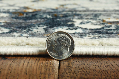 7' Gray And Ivory Floral Medallion Area Rug