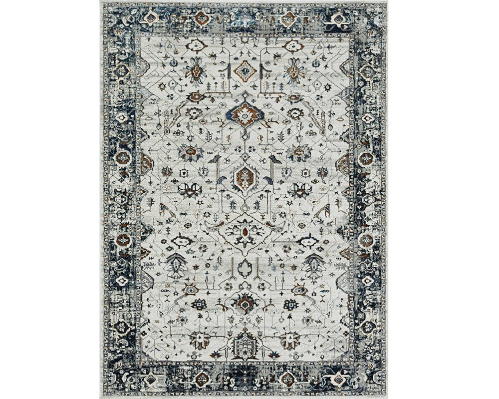 3' X 5' Gray And Ivory Floral Medallion Distressed Area Rug