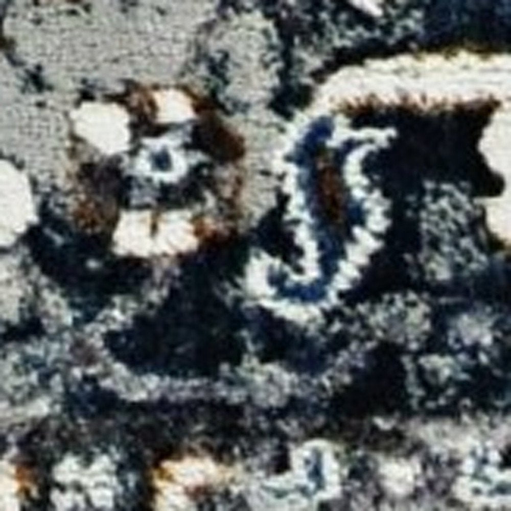 8' X 11' Ivory Gray And Brown Floral Area Rug