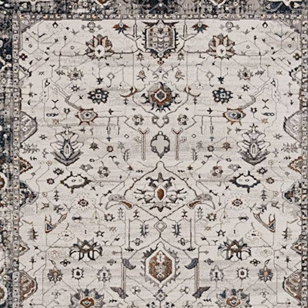 8' X 11' Gray and Ivory Area Rug