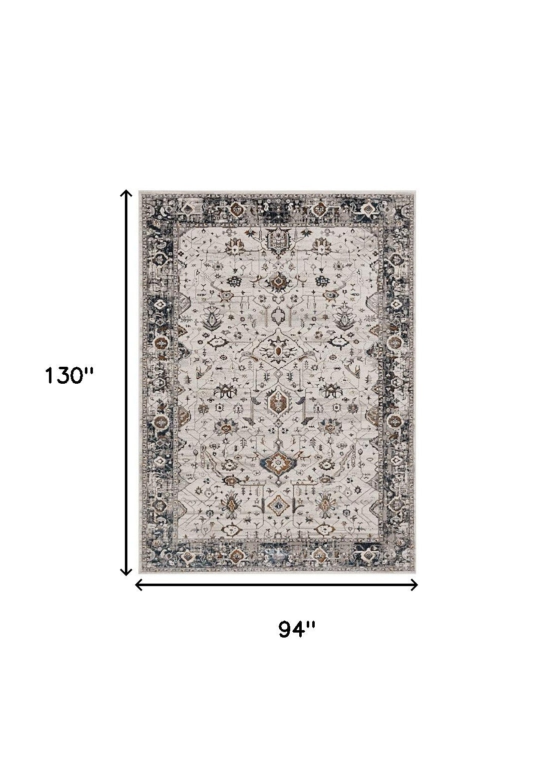 8' X 11' Gray and Ivory Area Rug