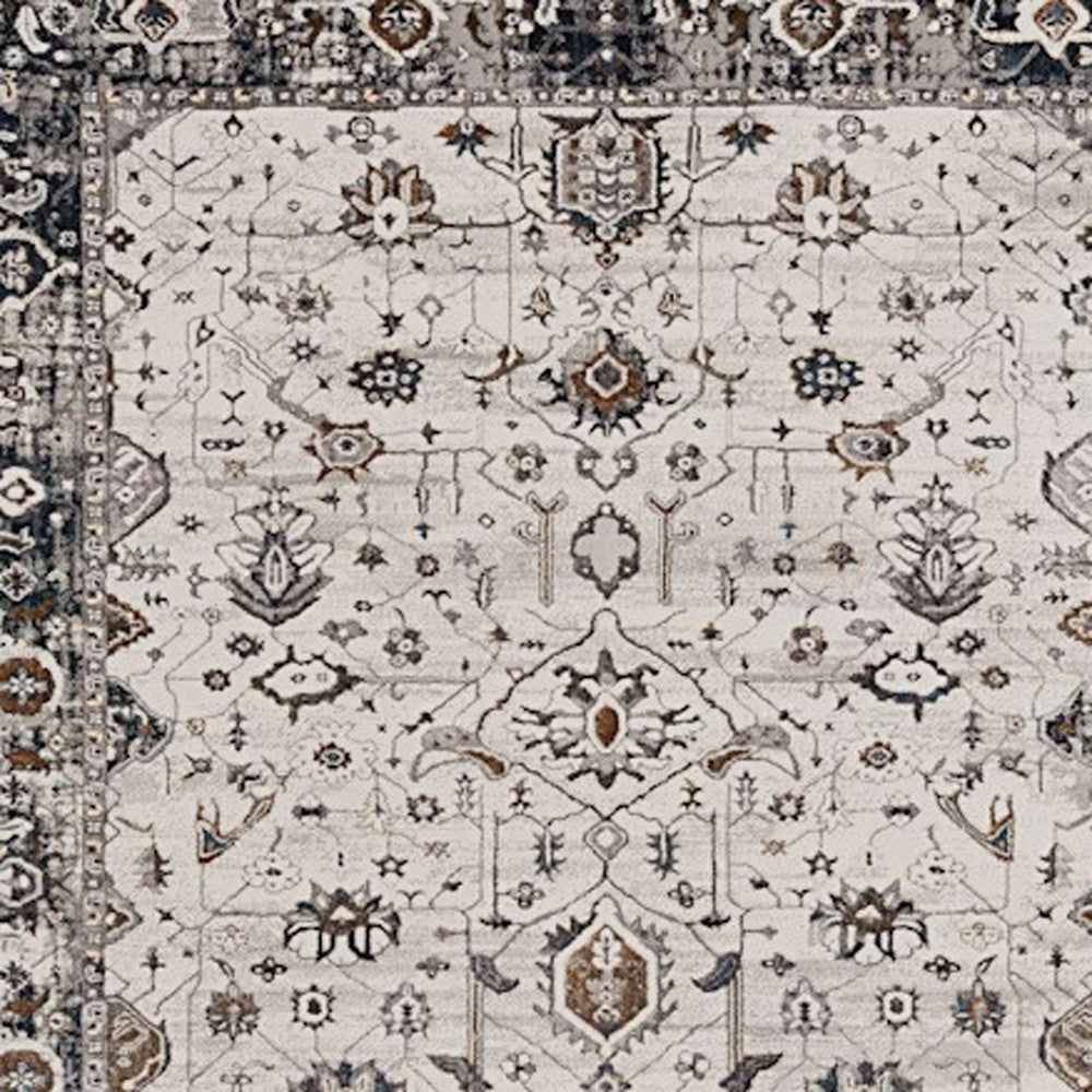 8' X 11' Gray and Ivory Area Rug