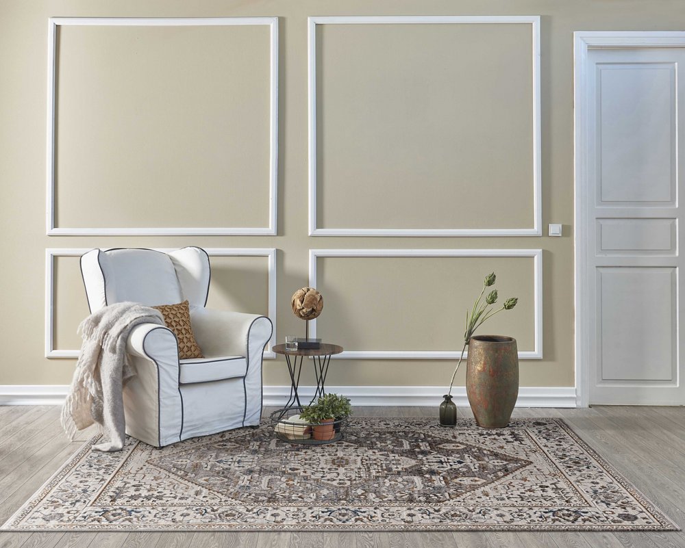 8' X 11' Ivory Gray And Brown Floral Medallion Area Rug