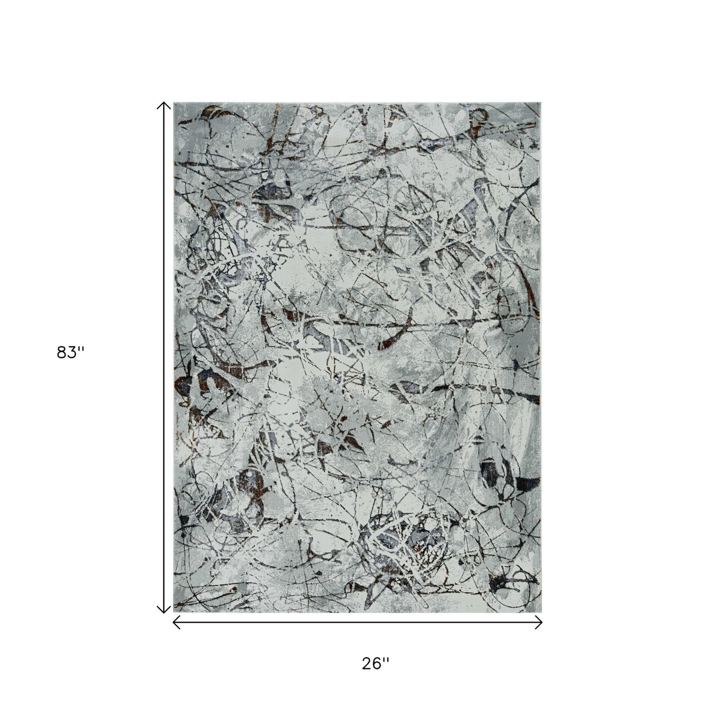 8' X 11' Ivory Gray And Brown Abstract Area Rug