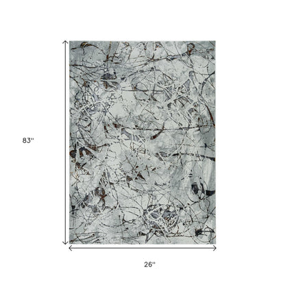 8' X 11' Ivory Gray And Brown Abstract Area Rug