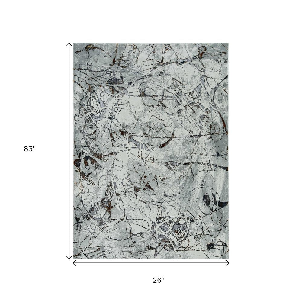 8' X 11' Ivory Gray And Brown Abstract Area Rug