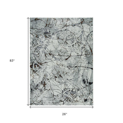 8' X 11' Ivory Gray And Brown Abstract Area Rug