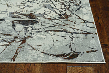 8' X 11' Ivory Gray And Brown Abstract Area Rug