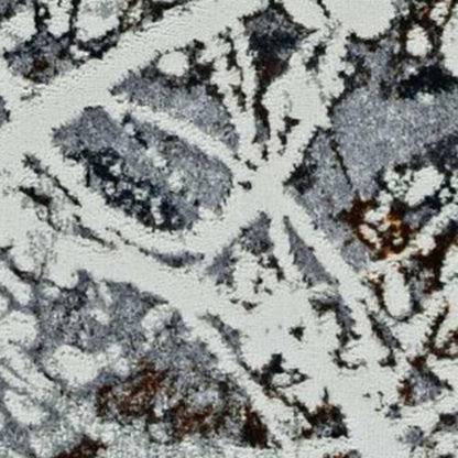 8' X 11' Ivory Gray And Brown Abstract Area Rug