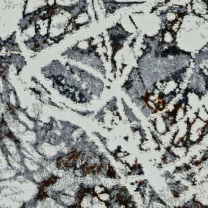 3' X 5' Ivory Gray And Brown Abstract Area Rug