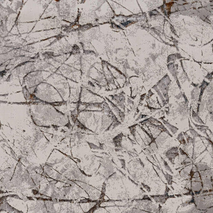 8' X 11' Ivory Gray And Brown Abstract Area Rug