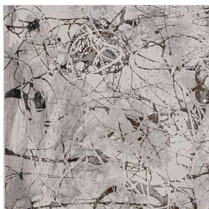 8' X 11' Ivory Gray And Brown Abstract Area Rug