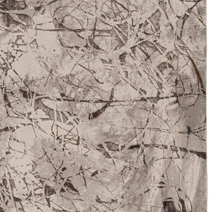 8' X 11' Ivory Gray And Brown Abstract Area Rug
