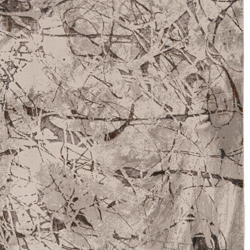 8' X 11' Ivory Gray And Brown Abstract Area Rug