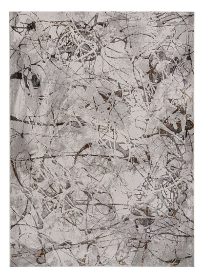8' X 11' Ivory Gray And Brown Abstract Area Rug