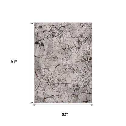 8' X 11' Ivory Gray And Brown Abstract Area Rug