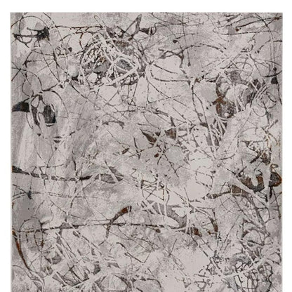 8' X 11' Ivory Gray And Brown Abstract Area Rug