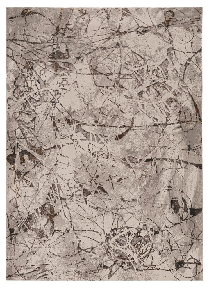 8' X 11' Ivory Gray And Brown Abstract Area Rug
