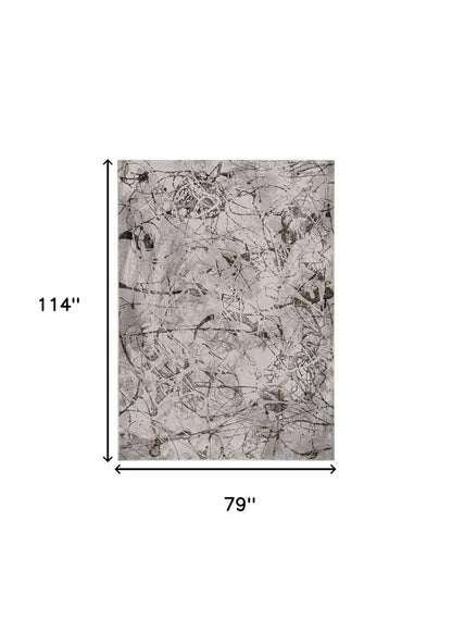 8' X 11' Ivory Gray And Brown Abstract Area Rug