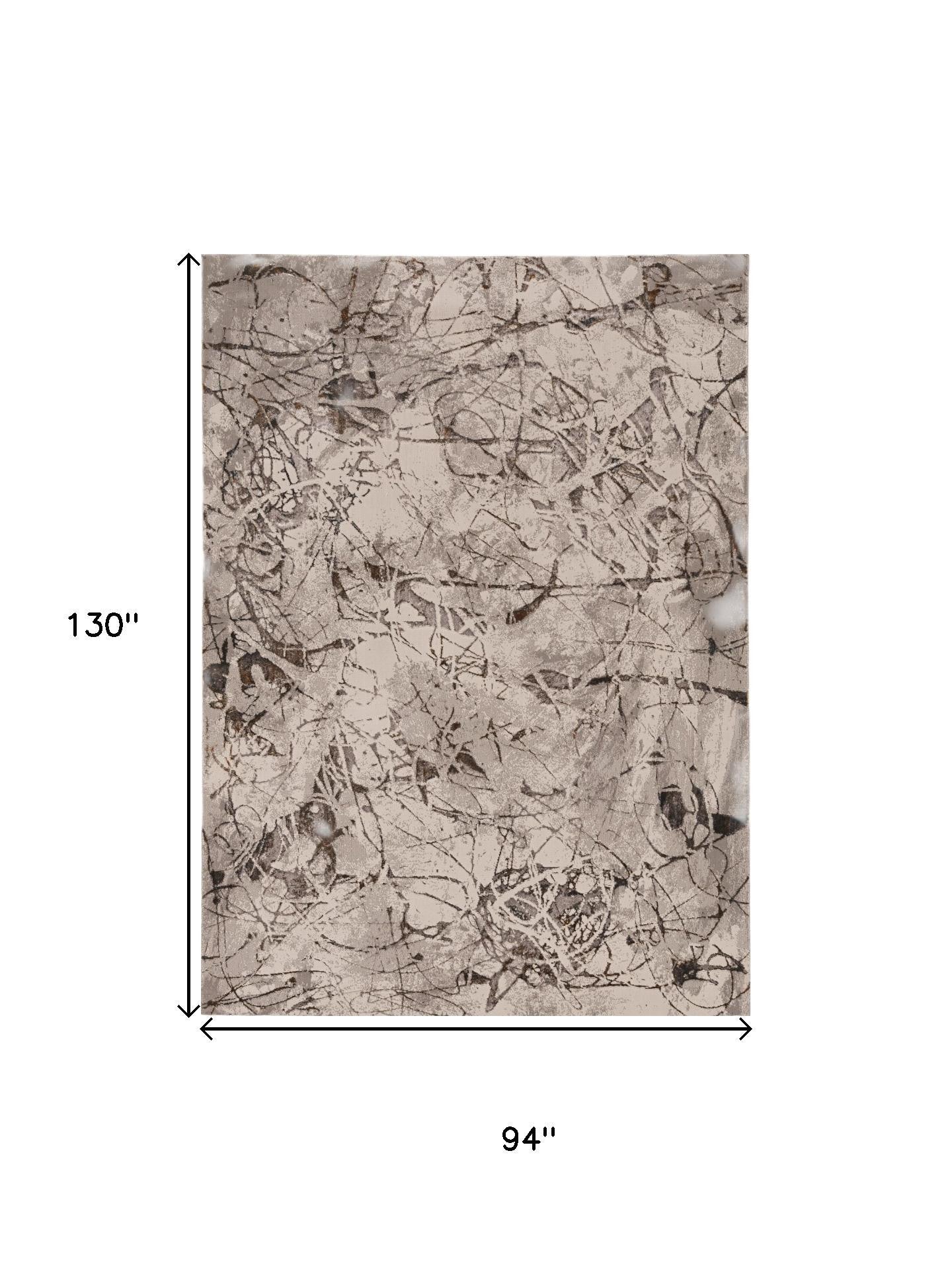 8' X 11' Ivory Gray And Brown Abstract Area Rug