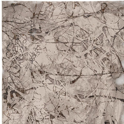 8' X 11' Ivory Gray And Brown Abstract Area Rug