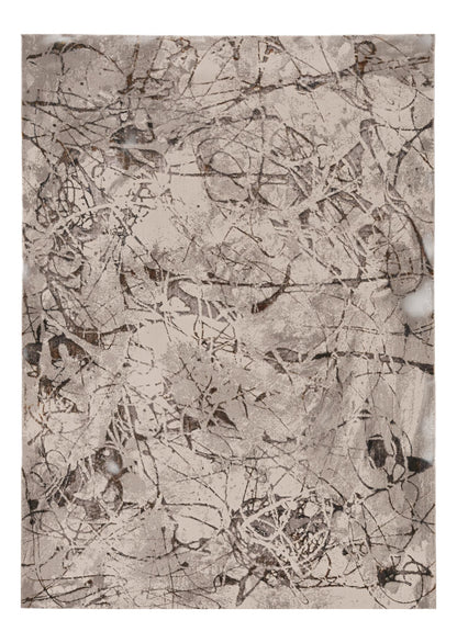 8' X 11' Ivory Gray And Brown Abstract Area Rug