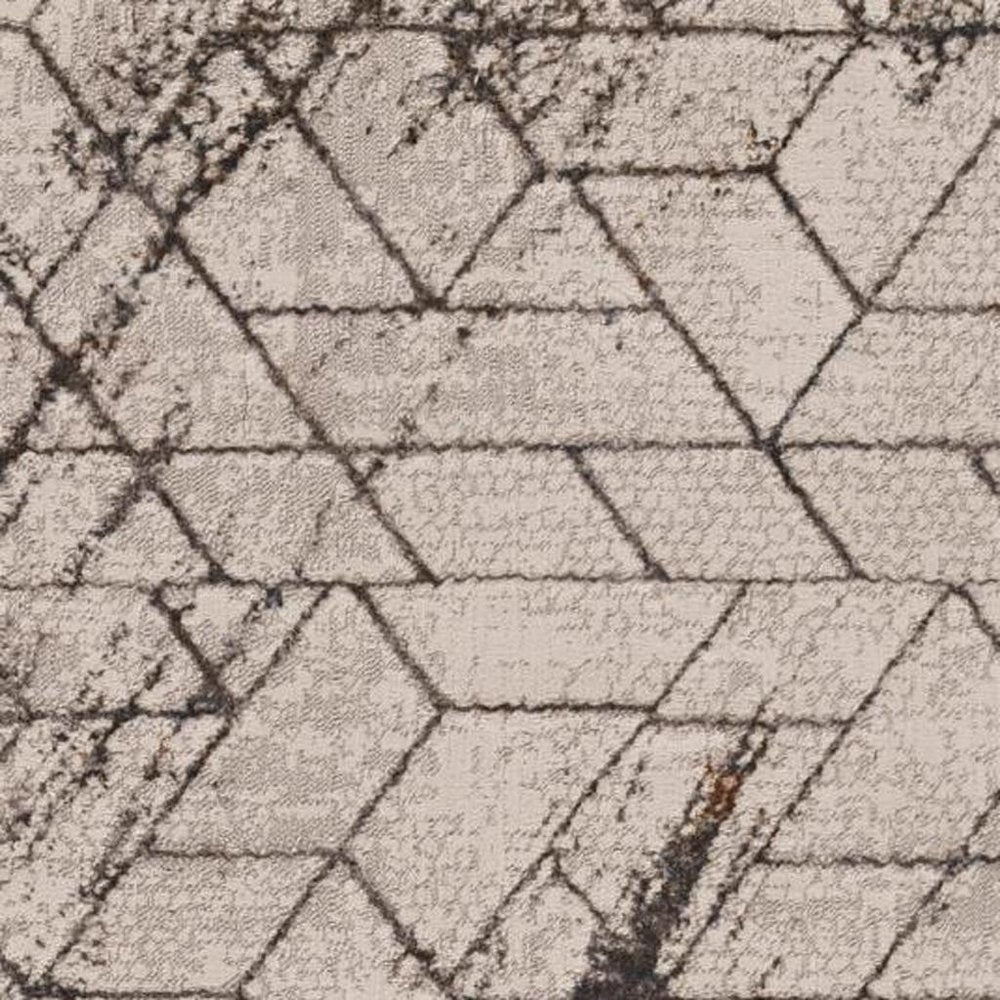 7' Ivory Machine Woven Abstract Geometric Indoor Runner Rug