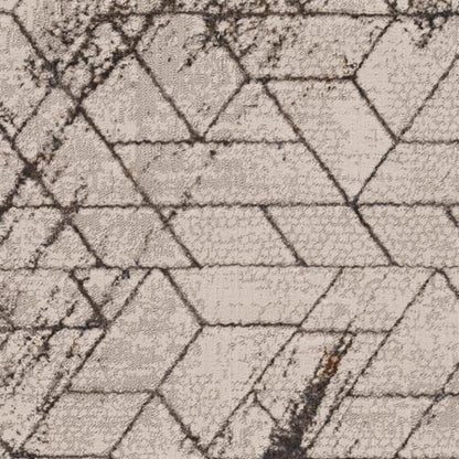 7' Ivory Machine Woven Abstract Geometric Indoor Runner Rug